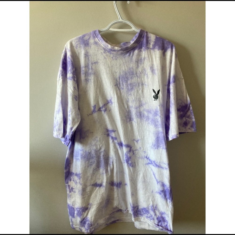 PURPLE TIE DYE PLAYBOY TSHIRT / DRESS - Picture 2 of 5